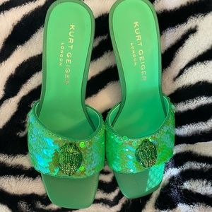Kurt Geiger Sequin Green Heel Sandal Brand New